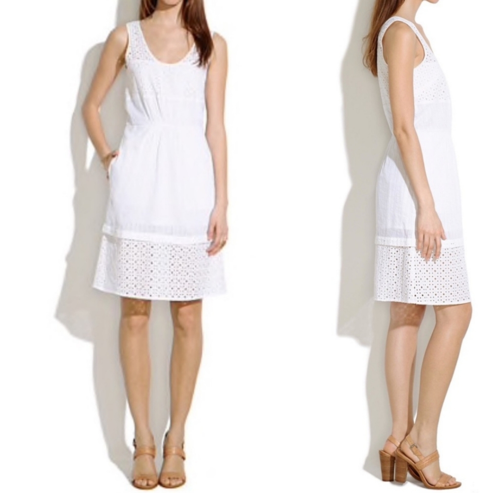 Madewell Ivory Eyelet Lace Sleeveless Mini Dress